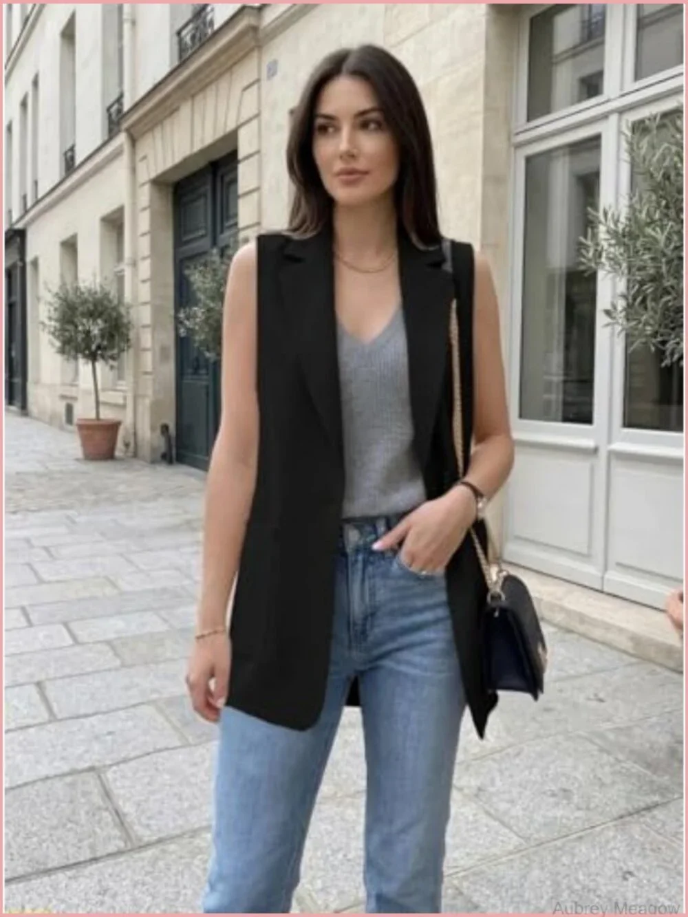 Sleeveless Long Vest Blazer Dressy Suit Jacket for Women